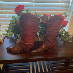Joan & David Brown Leather Western Boots